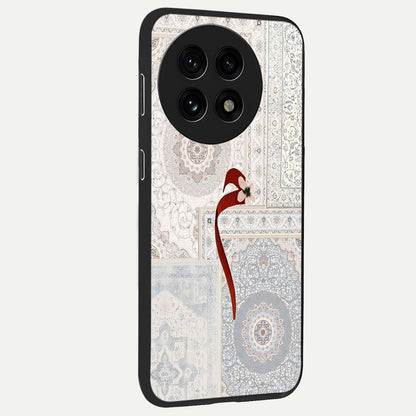 White Aesthetic Bow Glass Case for 1+13R side perspective highlighting subtle textures and smooth premium build