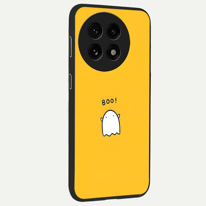 Yellow Boo Ghost Glass Case for 1+13R side perspective highlighting lively textures and premium edges