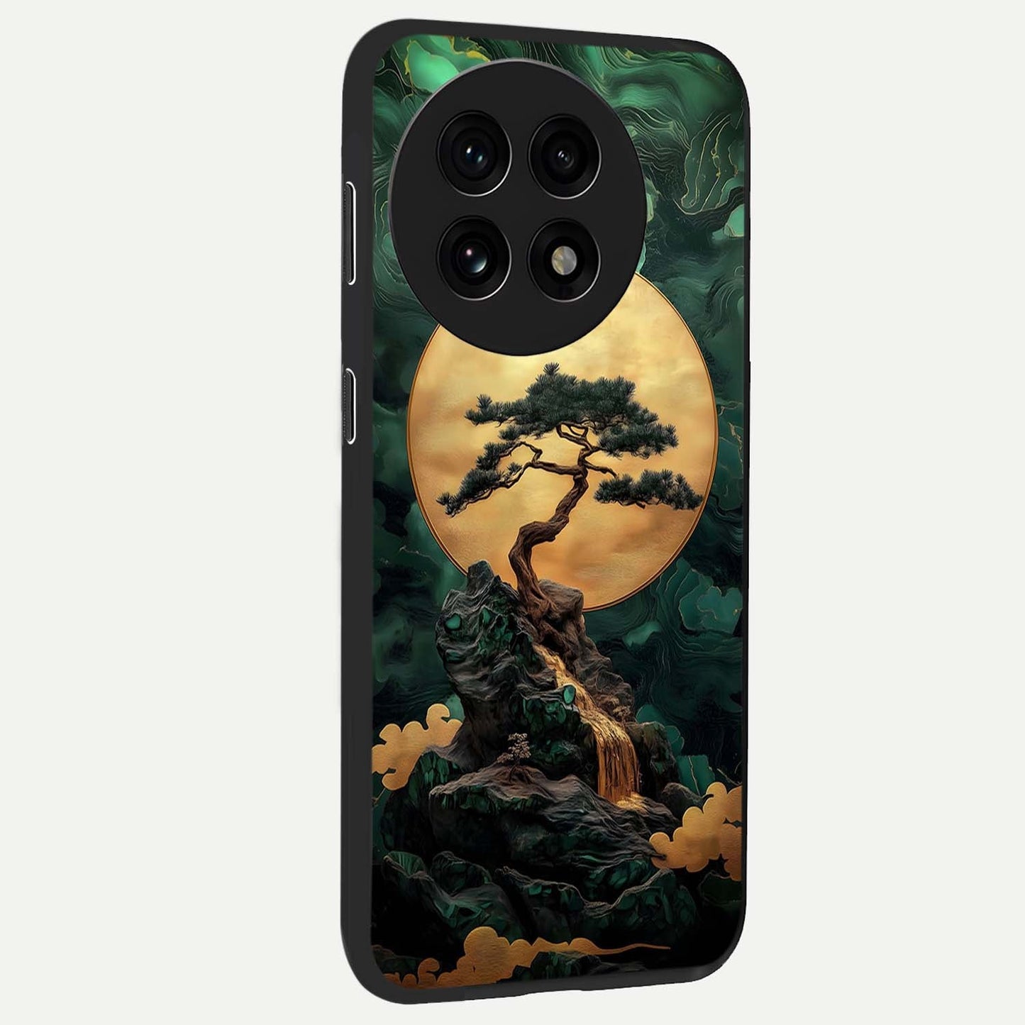 Zen Moon Rise Glass Case for 1+13R side perspective highlighting subtle lunar textures and premium edges