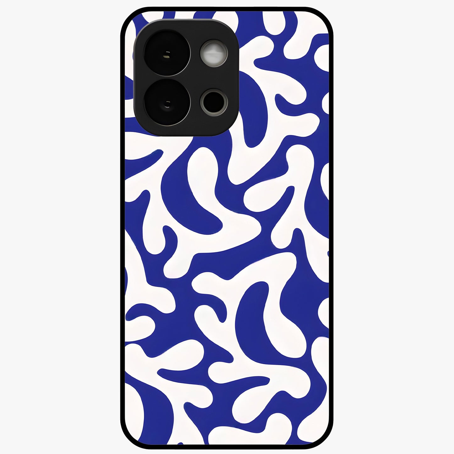 Abstract Coral Waves Glass Case for 1+13S front view featuring flowing ocean inspired coral wave artwork