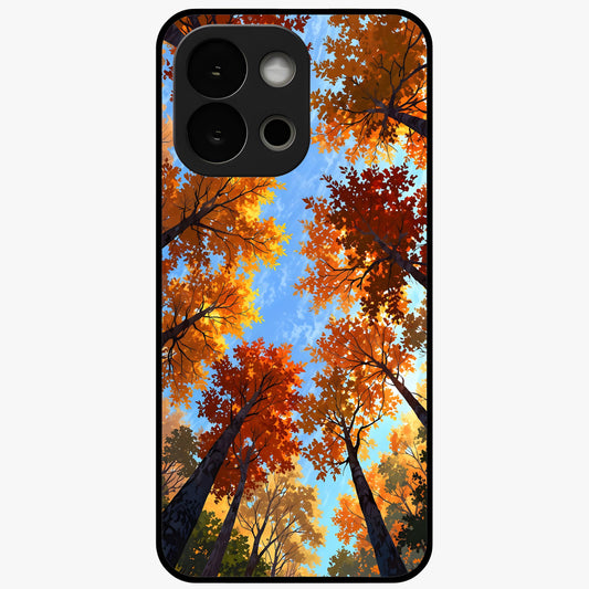 Amber Canopy Glow Glass Case for 1+13S warm front view featuring glowing forest canopy artwork