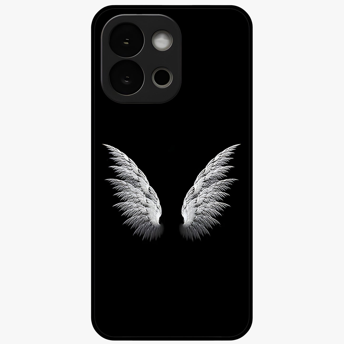 Angel Wing Grace Glass Case for 1+13S elegant front view featuring soft angel wing artwork
