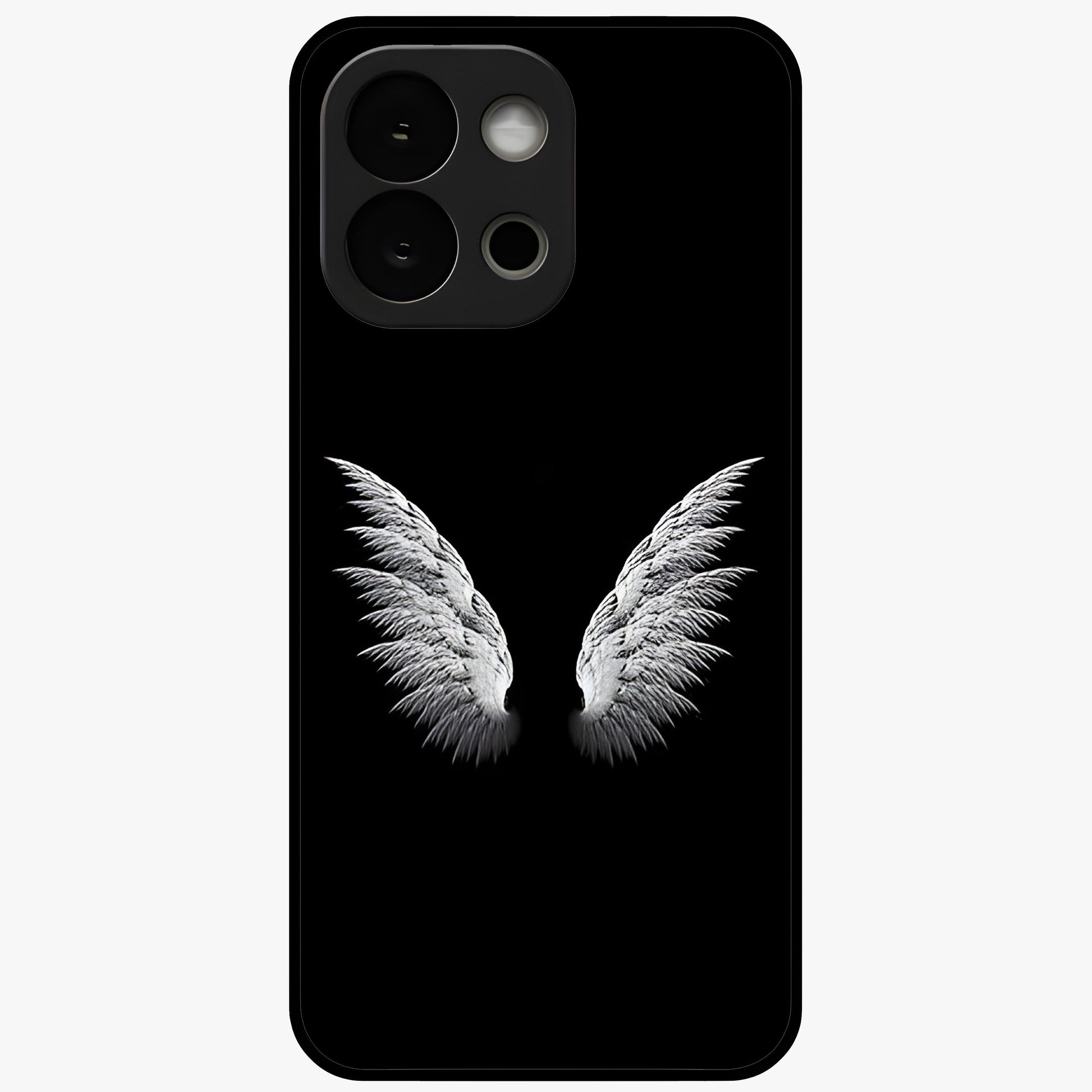 Angel Wing Grace Glass Case for 1+13S elegant front view featuring soft angel wing artwork