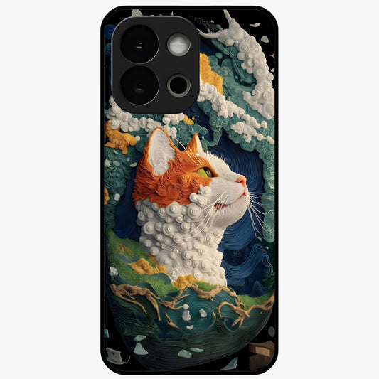 Aurora Cat Dreams Glass Case for 1+13S dreamy front view featuring glowing cat artwork with aurora tones