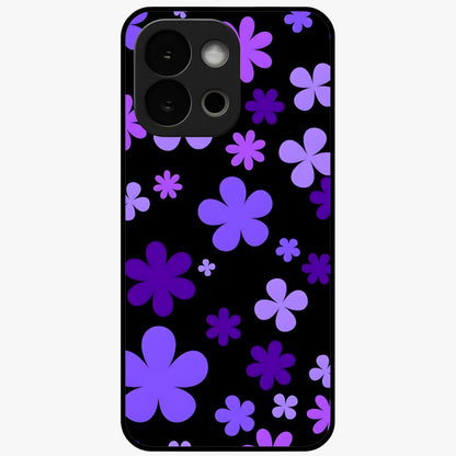 Blue Retro Pop Flowers Glass Case for 1+13S vibrant front view featuring retro floral artwork in bold blue tones