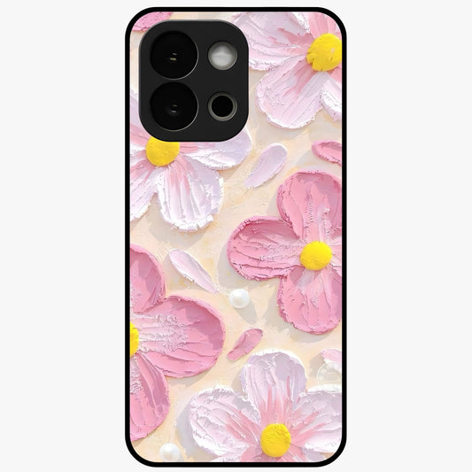 Blush Bloom Texture Glass Case for 1+13S artistic front view featuring textured floral blush artwork