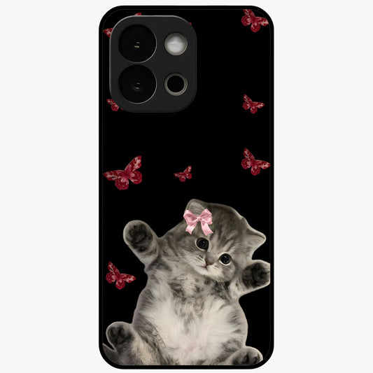 Butterfly Cat Bliss Glass Case for 1+13S charming front view featuring cat and butterfly aesthetic artwork