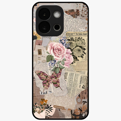 Butterfly News Bloom Glass Case for 1+13S artistic front view featuring blooming floral and butterfly themed artwork