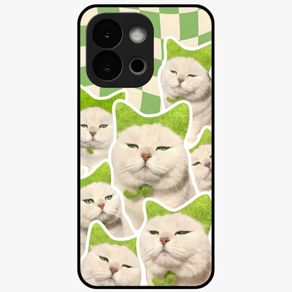 Cats Ethereal Bloom Glass Case for 1+13S artistic front view featuring cat illustration with soft floral bloom accents