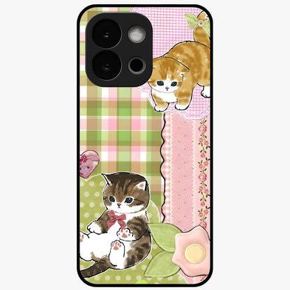 Cats Sweet Button Glass Case for 1+13S adorable front view featuring cute cat artwork with sweet pastel tones