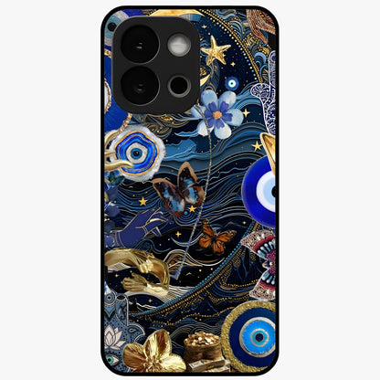 Celestial Blessing Shield Glass Case for 1+13S spiritual front view featuring protective celestial symbol artwork