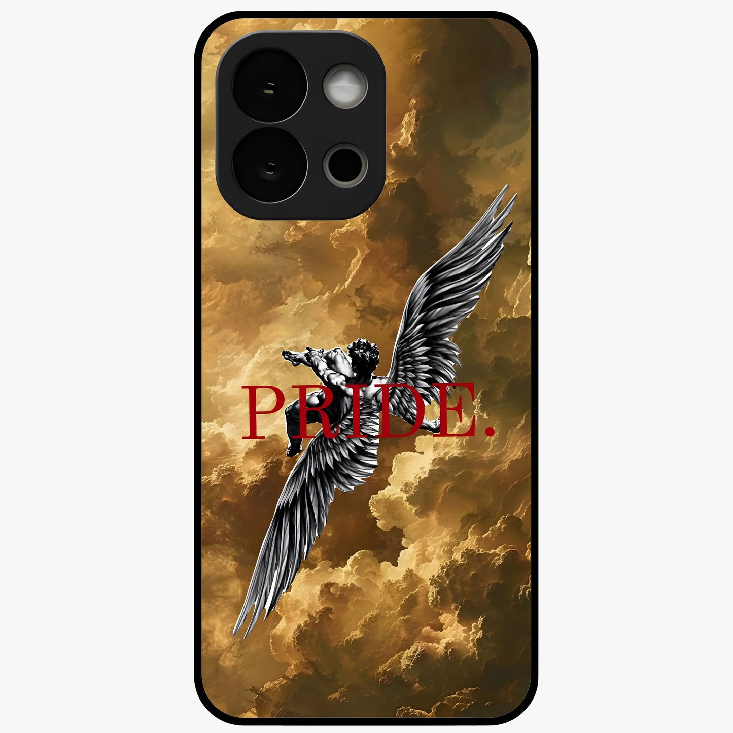Celestial Fallen Pride Glass Case for 1+13S bold front view featuring dramatic cosmic artwork with dark celestial tones