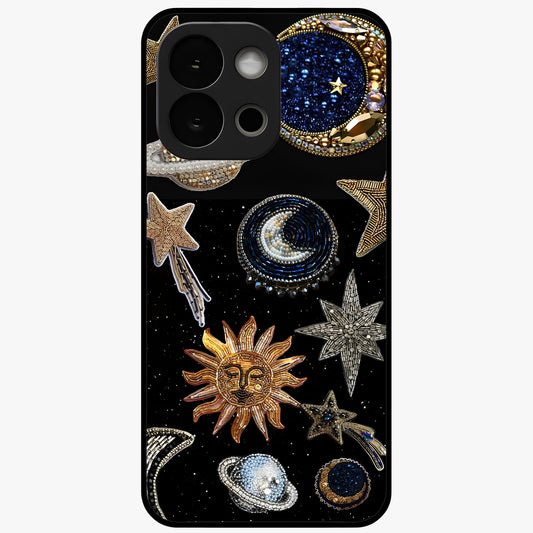Celestial Gem Constellations Glass Case for 1+13S elegant front view featuring gemstone inspired constellation artwork
