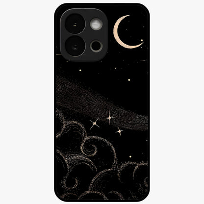 Celestial Midnight Veil Glass Case for 1+13S dramatic front view featuring deep midnight sky artwork