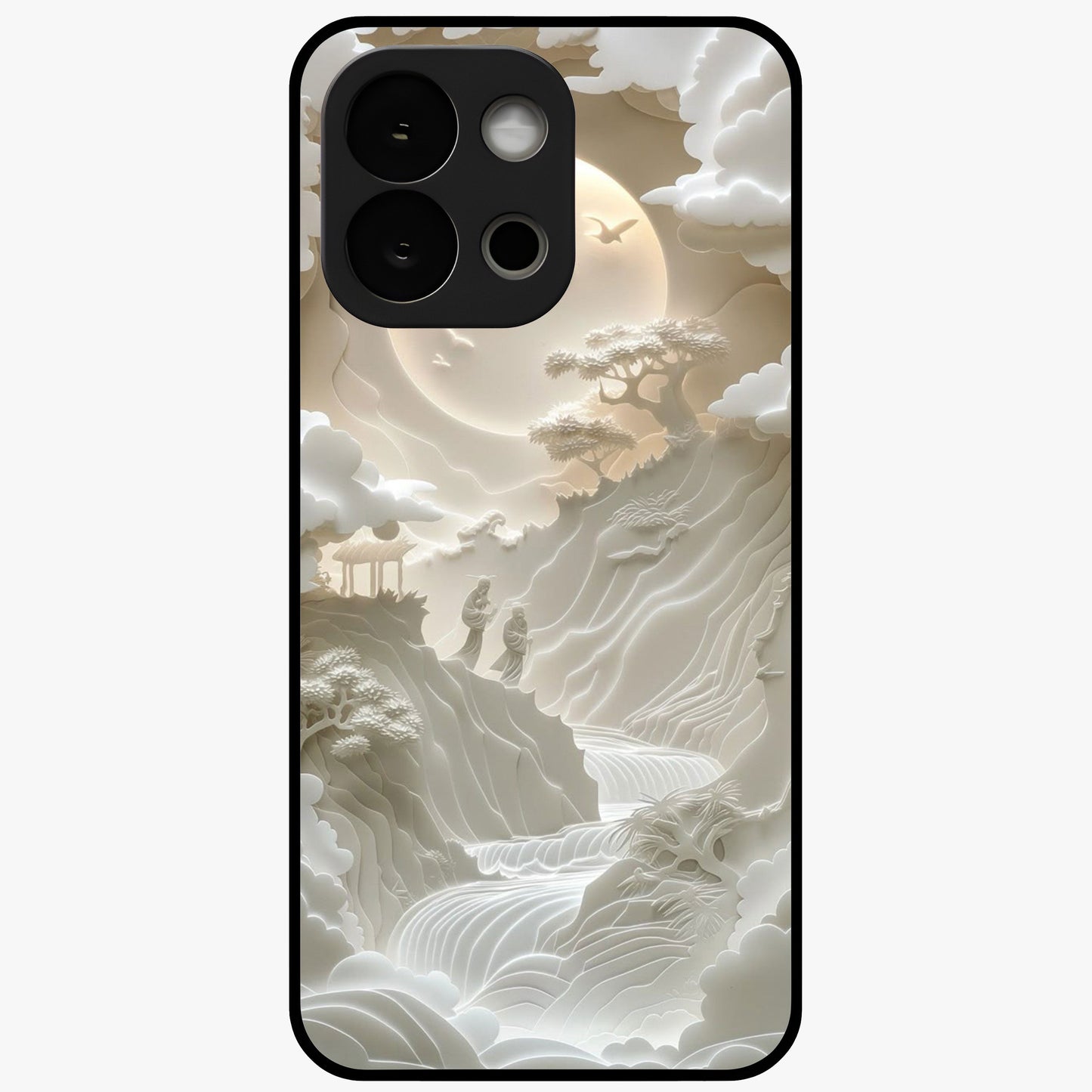 Celestial Origami Glass Case for 1+13S artistic front view featuring folded origami inspired cosmic artwork