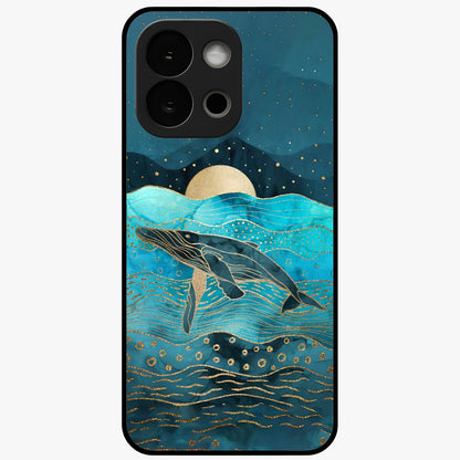 Celestial Whale Voyage Glass Case for 1+13S dreamy front view featuring whale artwork against cosmic sky backdrop