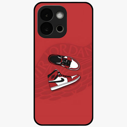 Classic Sneaker Float Glass Case for 1+13S showing full back design in clean flat view with floating sneaker artwork and glossy glass finish.