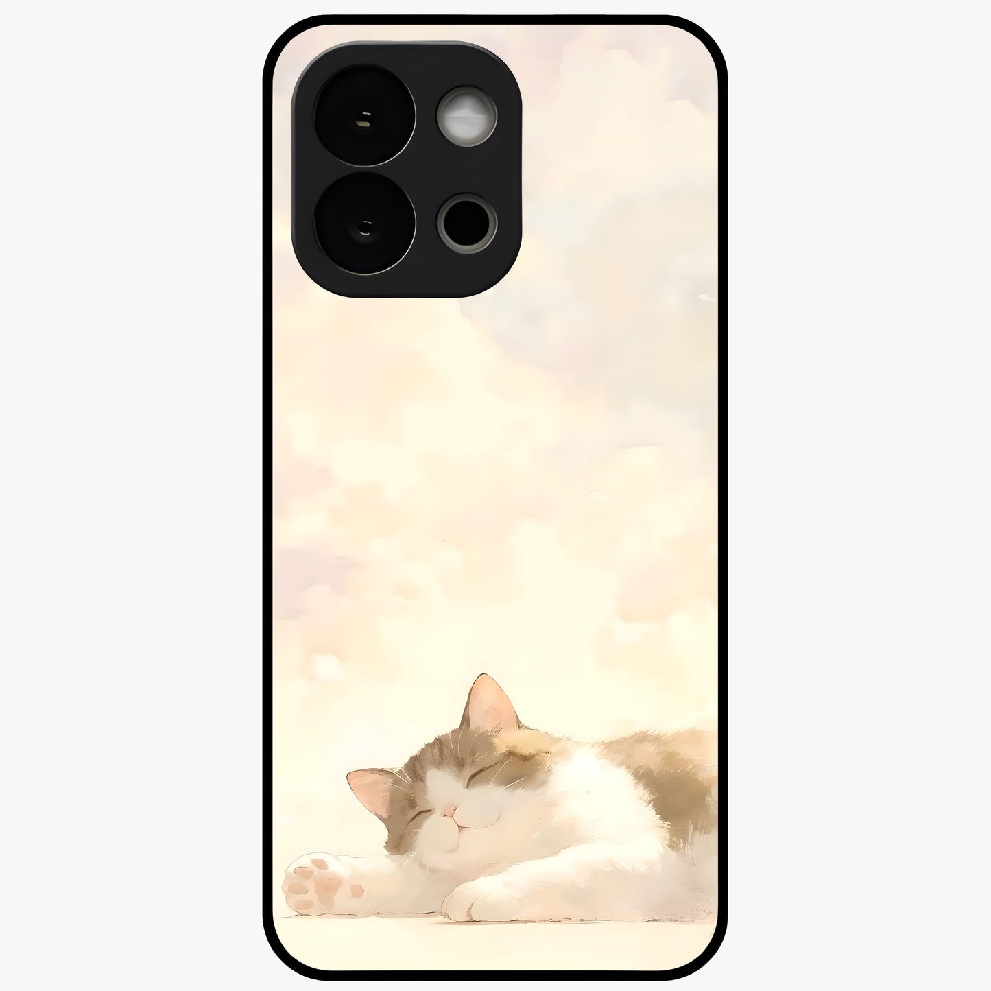 Cloud Nap Cat Glass Case for 1+13S adorable front view featuring cute sleeping cat artwork on soft cloud background
