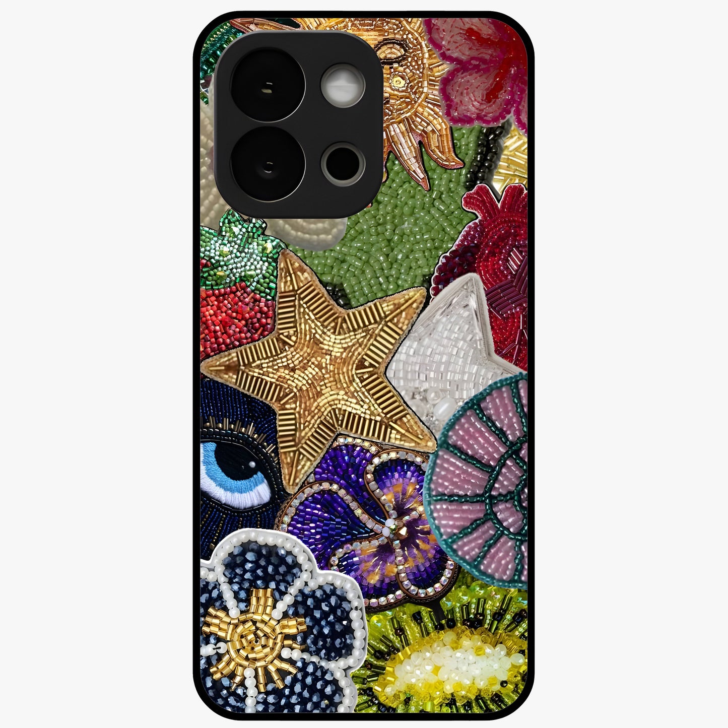 Cosmic Charm Shine Glass Case for 1+13S radiant front view featuring shimmering celestial artwork