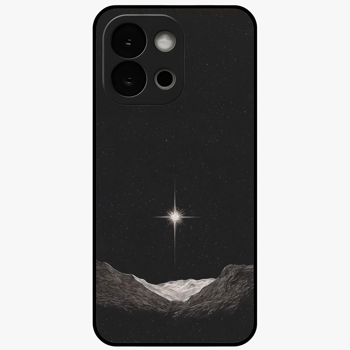 Cosmic Dream Night Glass Case for 1+13S dreamy front view featuring deep night sky artwork with glowing stars