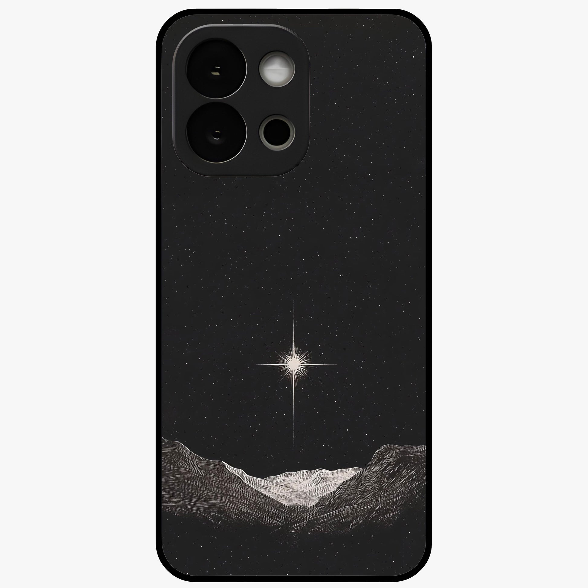 Cosmic Dream Night Glass Case for 1+13S dreamy front view featuring deep night sky artwork with glowing stars