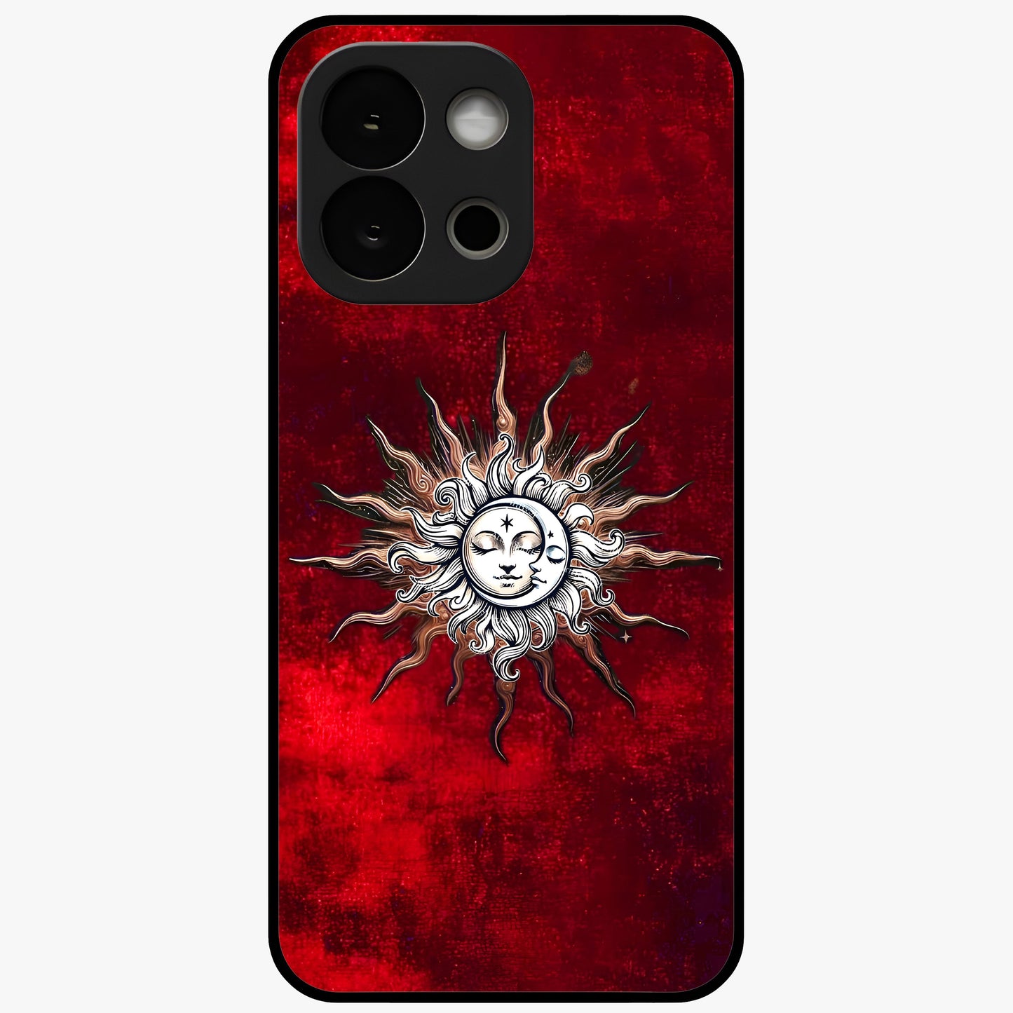 Cosmic Twin Eclipse Glass Case for 1+13S dramatic front view featuring dual eclipse artwork with deep space tones