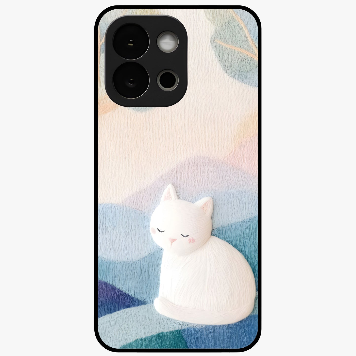Cotton Dream Cat Glass Case for 1+13S soft front view featuring dreamy cat artwork in pastel tones