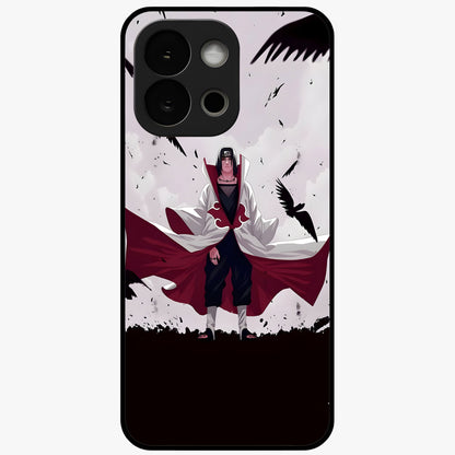 Crimson Crow Ascension Glass Case for 1+13S powerful front view featuring crow artwork with dark crimson background