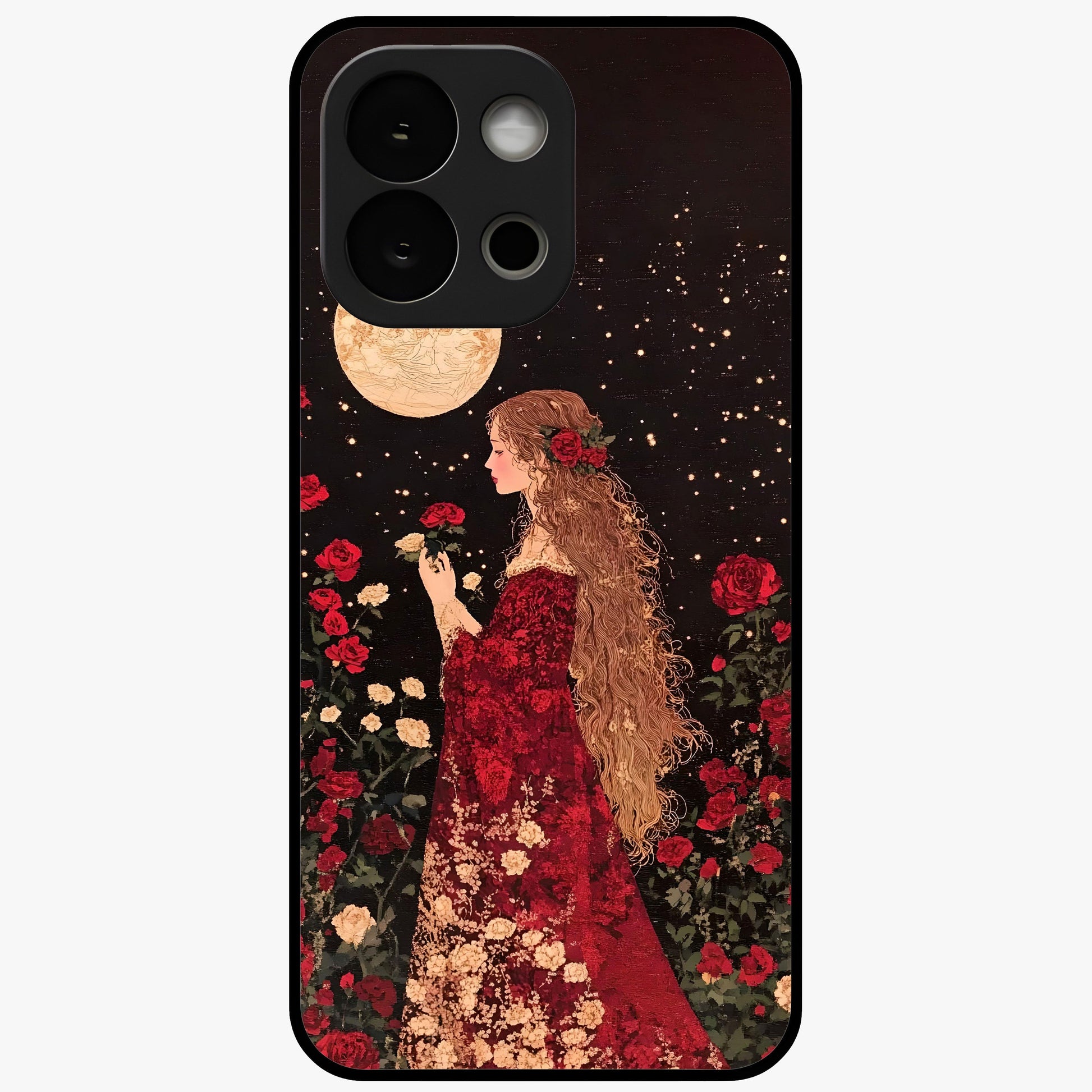 Crimson Dreams Glass Case for 1+13S elegant front view featuring rich red artistic artwork