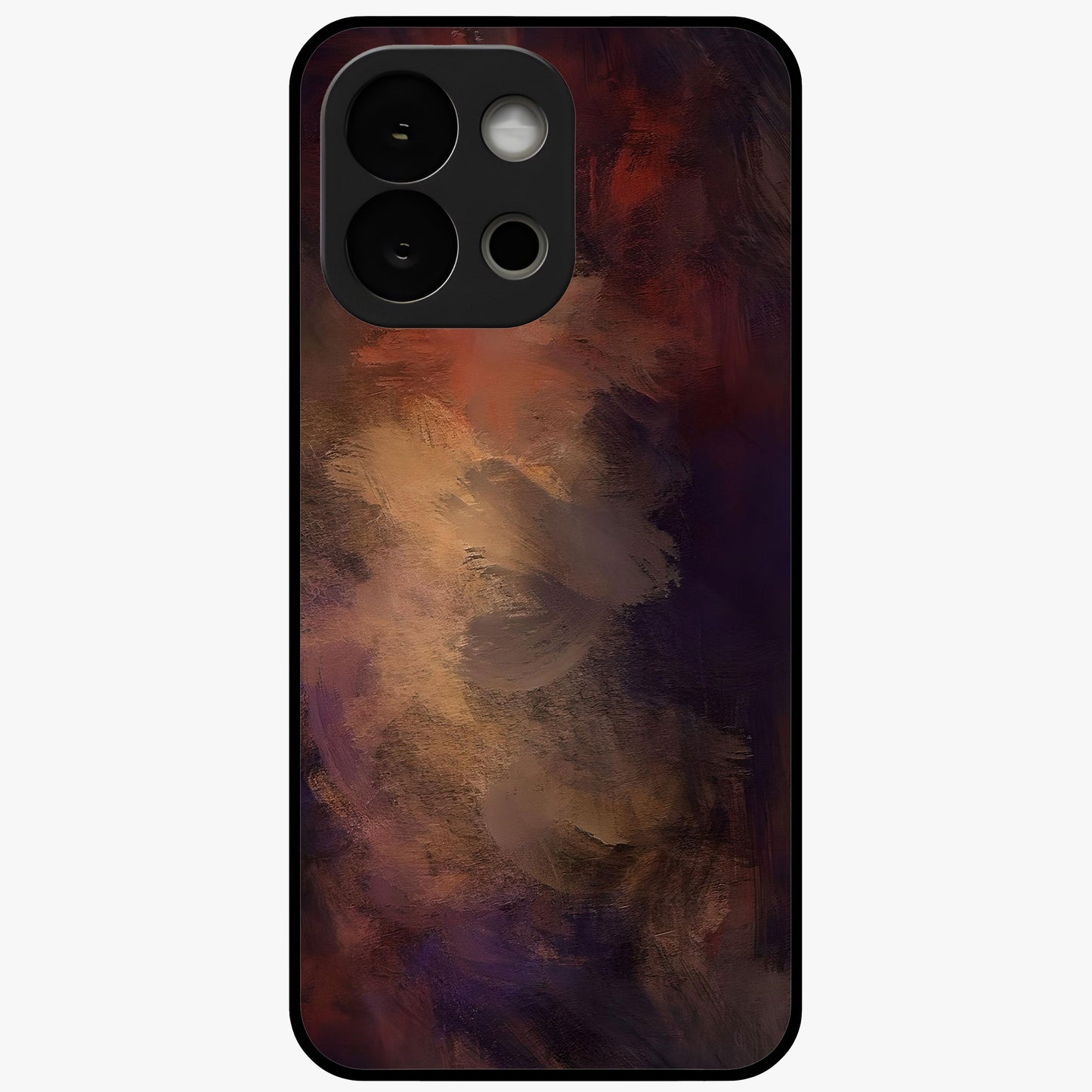Crimson Dusk Whirl Glass Case for 1+13S dramatic front view featuring swirling dusk inspired crimson artwork