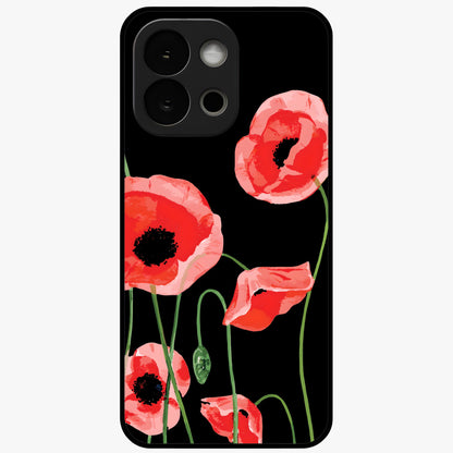 Crimson Garden Dream Glass Case for 1+13S romantic front view featuring rich red floral garden artwork