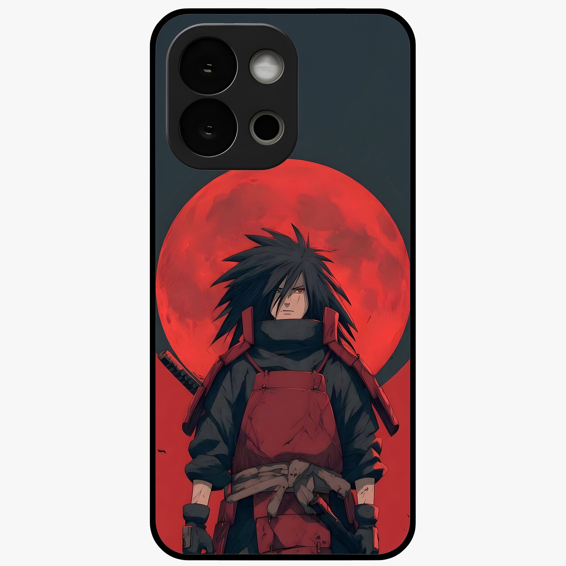 Crimson Moon Warlord Glass Case for 1+13S dramatic front view featuring warrior themed artwork under crimson moonlight