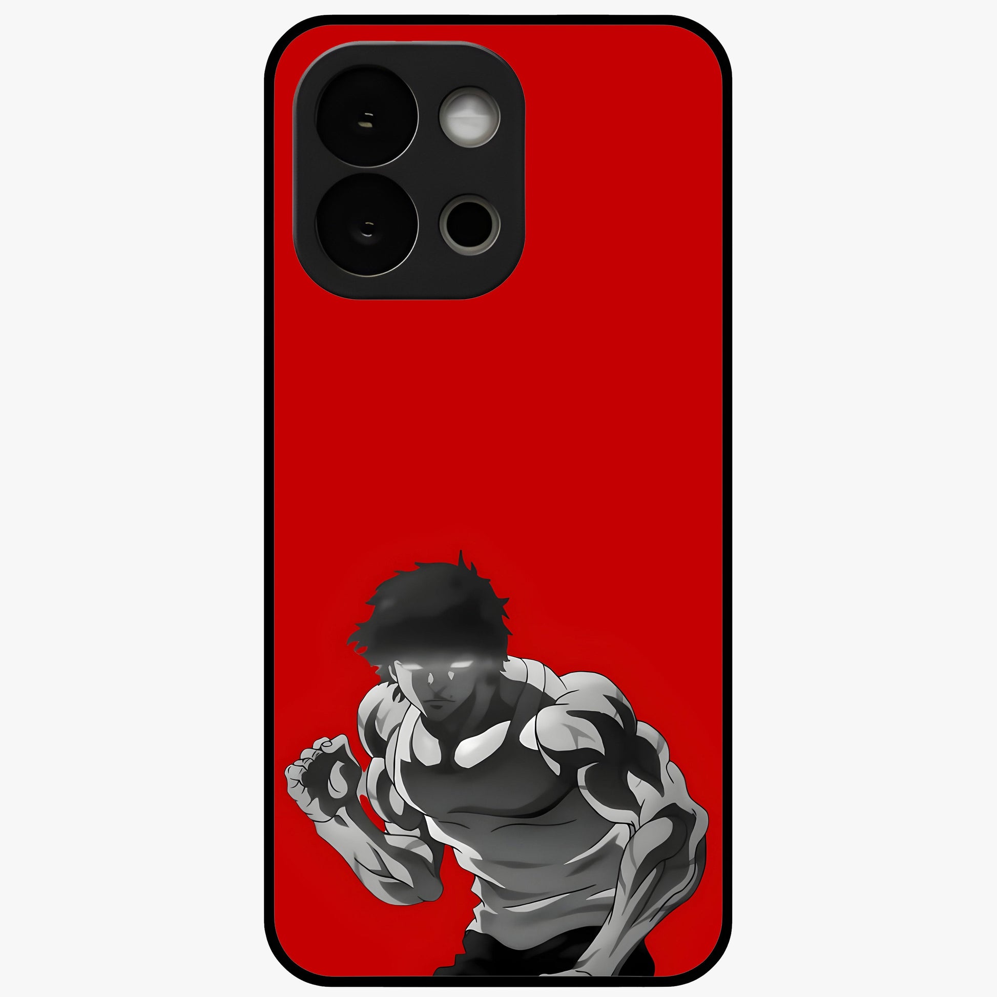 Crimson Power Rush Glass Case for 1+13S bold front view featuring dynamic red abstract motion artwork