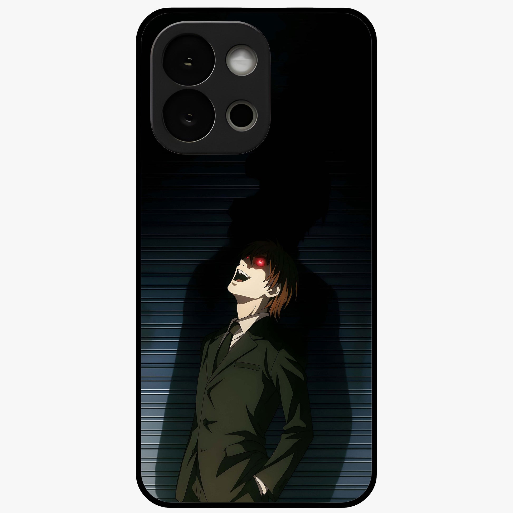Crimson Shadow King Glass Case for 1+13S striking front view featuring bold shadow inspired crimson artwork