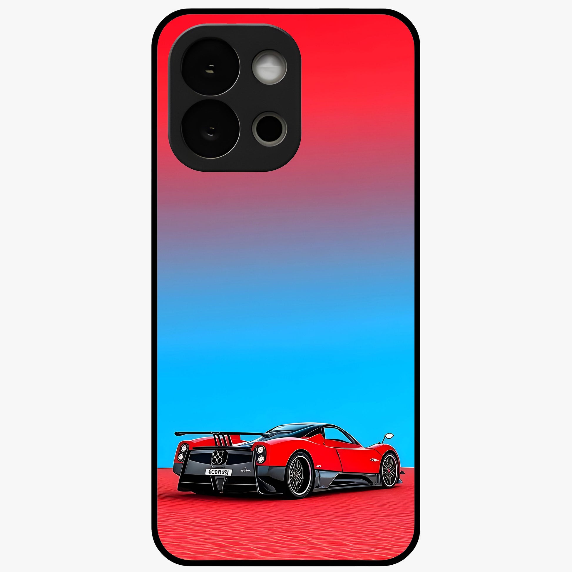 Crimson Speed Mirage Glass Case for 1+13S sleek front view featuring racing inspired red motion artwork