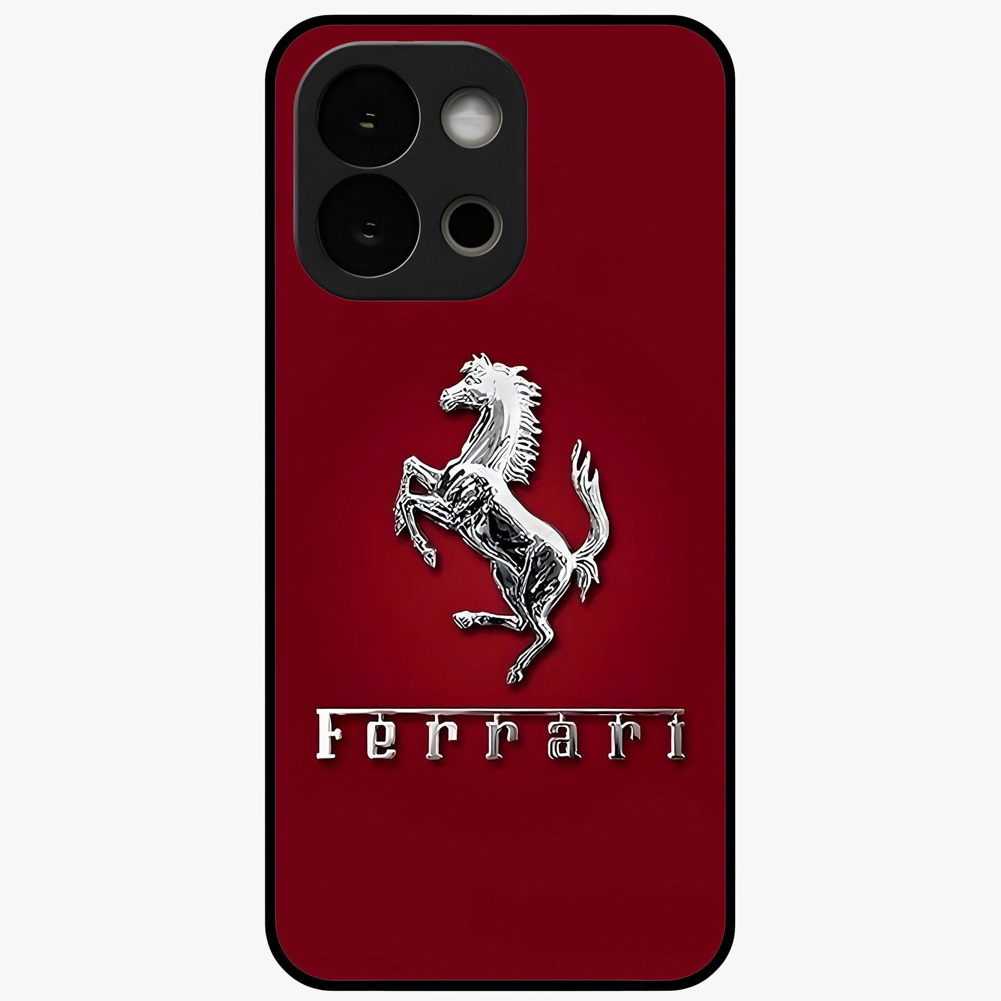 Crimson Stallion Prestige Glass Case for 1+13S powerful front view featuring majestic stallion artwork in crimson tones