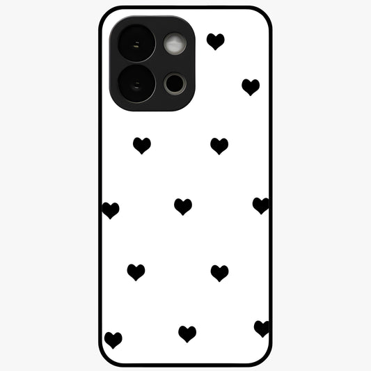 Cute Simple black Hearts Glass Case for 1+13S powerful front view featuring dark ascension themed artwork