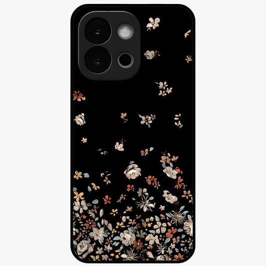 Dark Petal Aesthetic Glass Case for 1+13S elegant front view featuring moody floral artwork with deep tones