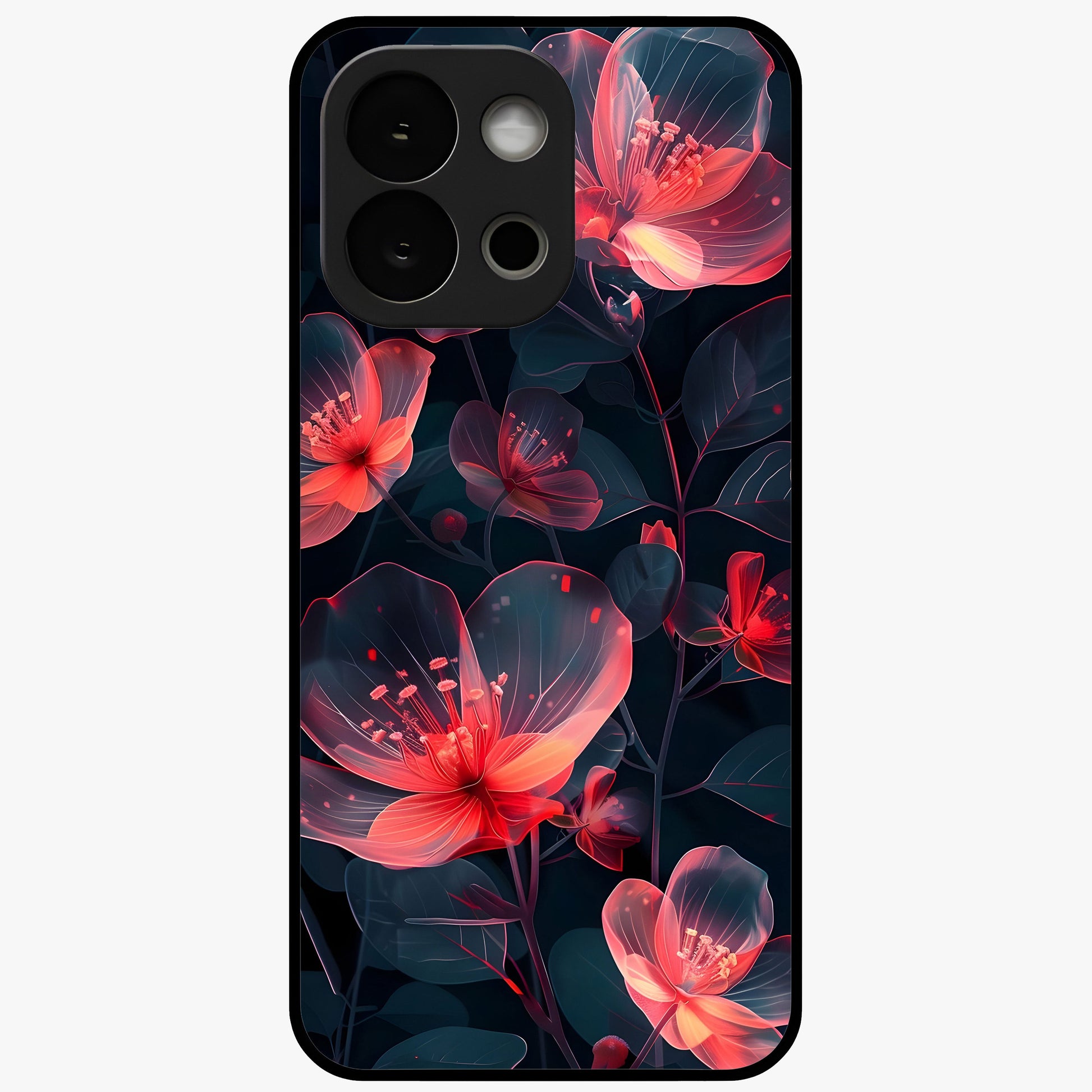 Dark Shade of Flower Glass Case for 1+13S artistic front view featuring floral artwork in deep shadow tones