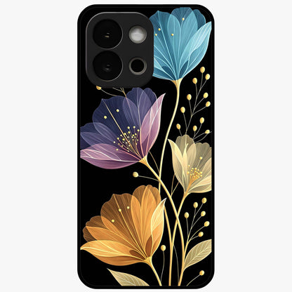 Delicate Multicolor Flowers Glass Case for 1+13S vibrant front view featuring soft multicolor floral artwork