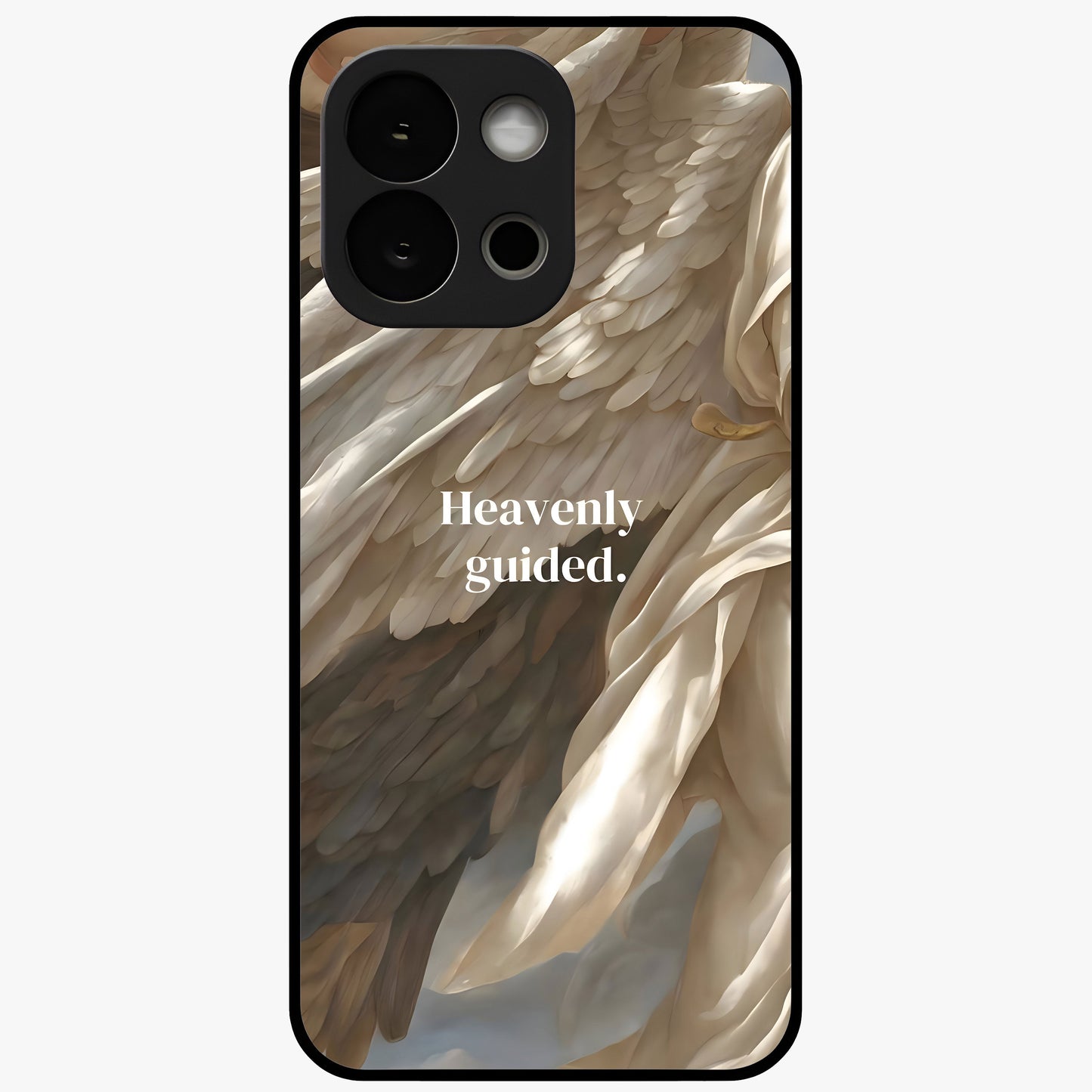 Divine Winged Grace Glass Case for 1+13S graceful front view featuring timeless spiritual artwork