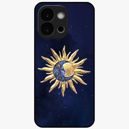 Eternal Cosmic Balance Glass Case for 1+13S artistic front view featuring symmetrical cosmic artwork