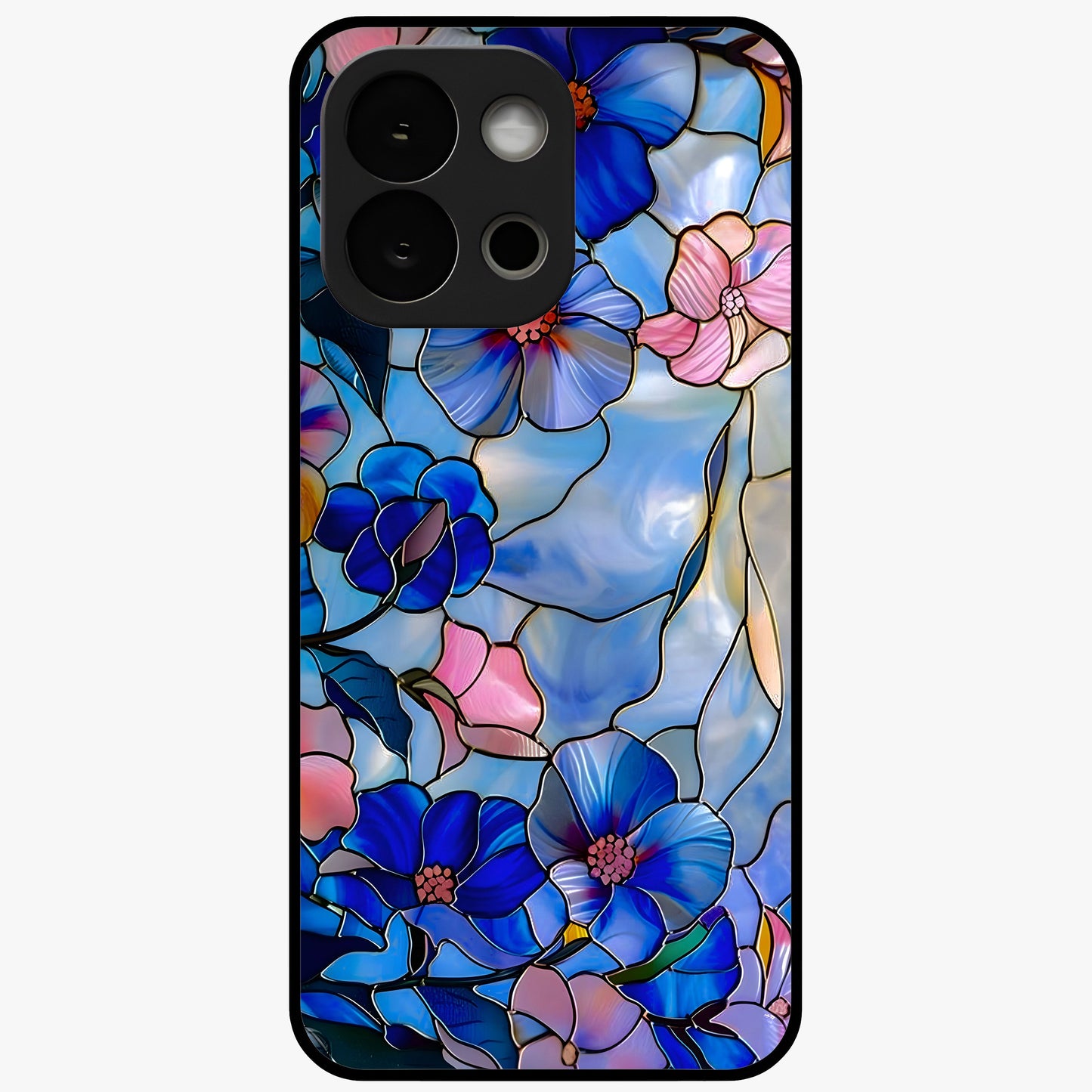 Eternal Floral Stained Glass Case for 1+13S elegant front view featuring stained glass inspired floral artwork
