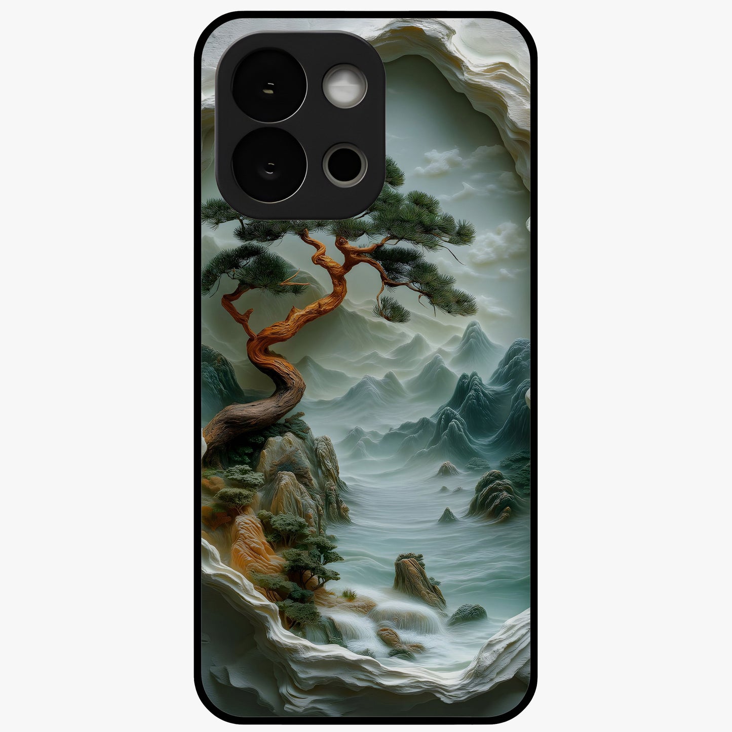 Eternal Nature Spirit Glass Case for 1+13S serene front view featuring earthy nature inspired artwork