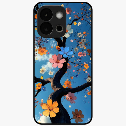 Floral Tree Glass Case for 1+13S elegant front view featuring blooming tree artwork