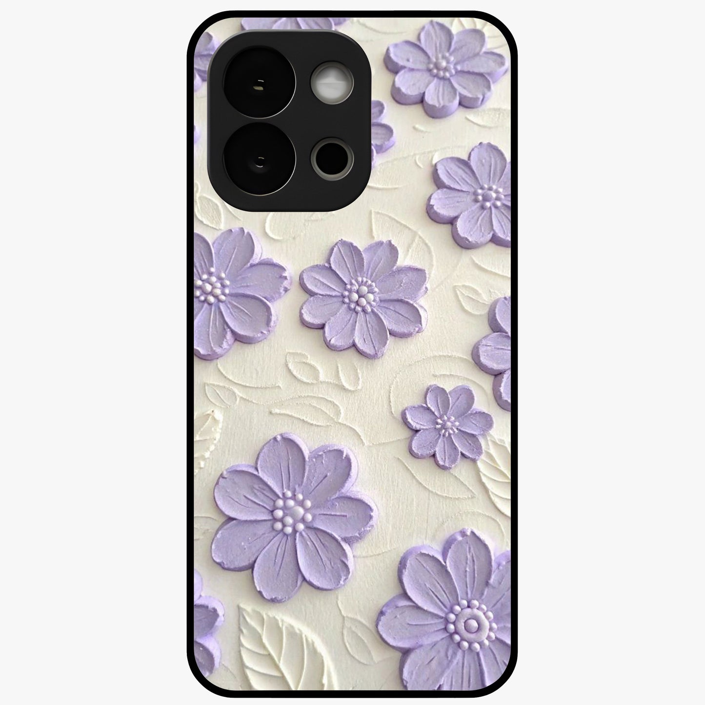 Floral Wall Art With Purple Flowers Glass Case for 1+13S stylish front view featuring purple floral artwork