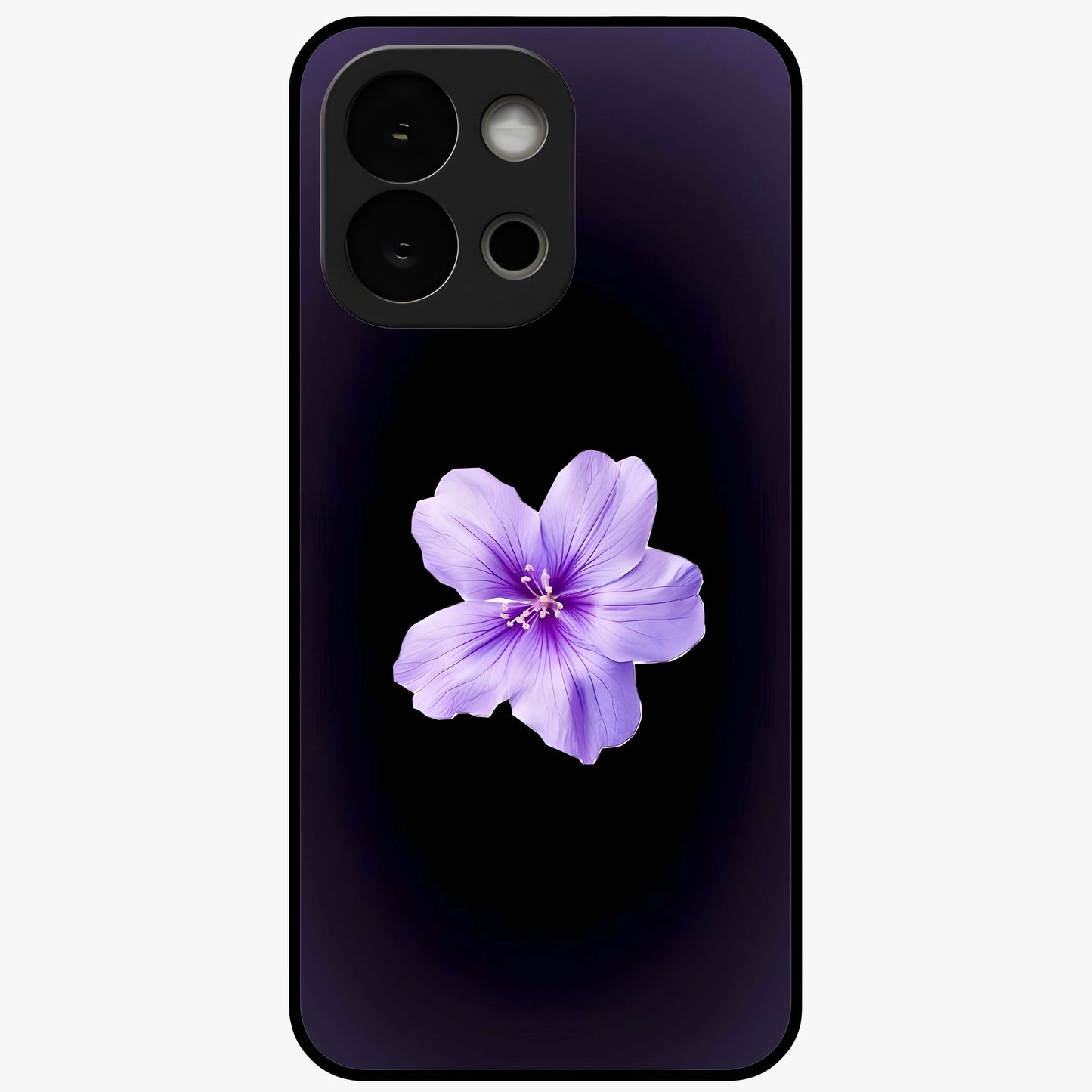 Flower on Soft Violet Gradient Glass Case for 1+13S elegant front view featuring floral artwork over smooth violet gradient