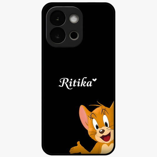 Forever Chasing Love Jerry Glass Case for 1+13S adorable front view featuring playful cartoon love artwork