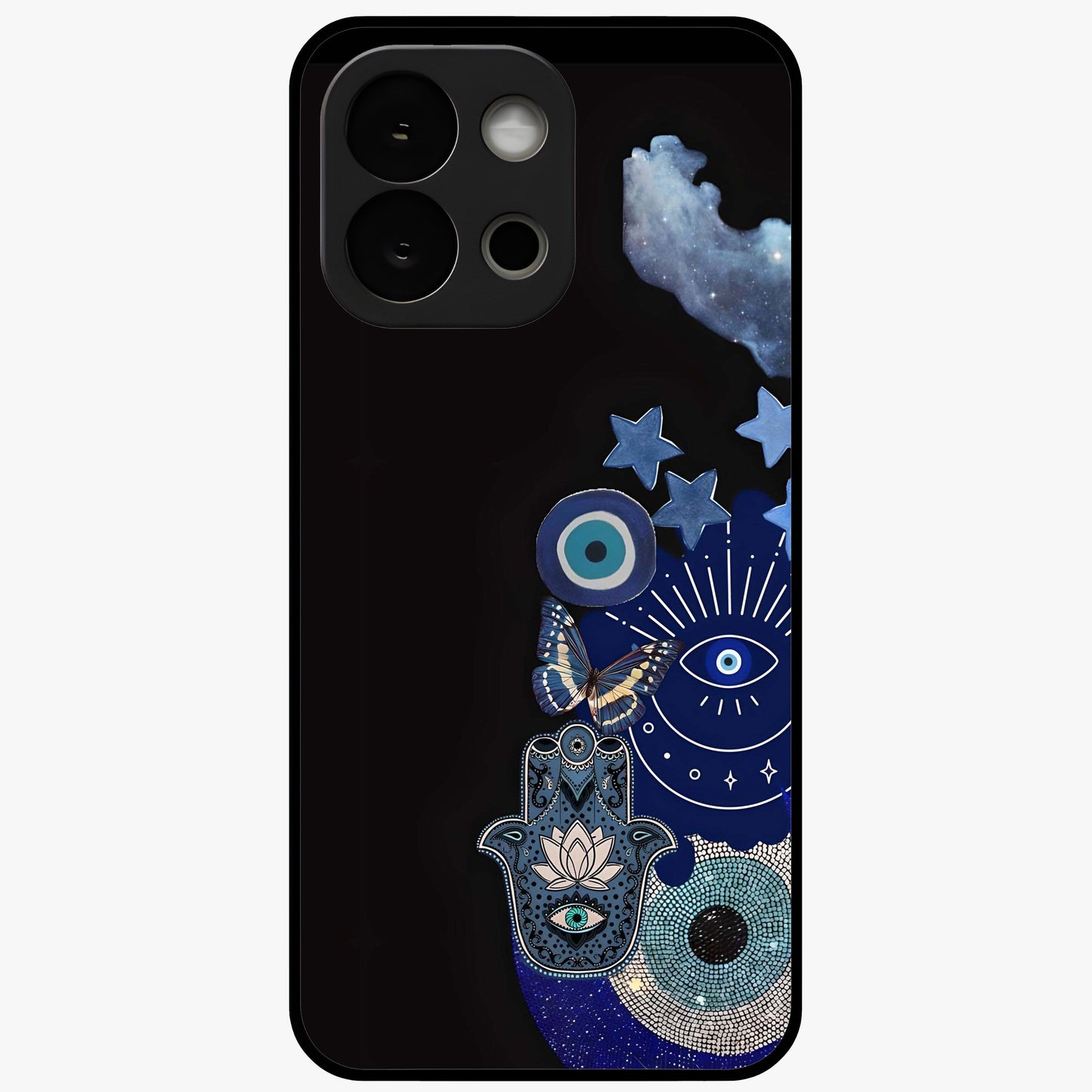 Galactic Charm Cluster Glass Case for 1+13S artistic front view featuring clustered cosmic charm artwork