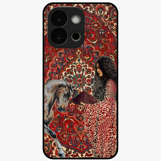 Girl With Horse Glass Case for 1+13S elegant front view featuring artistic illustration of girl and horse